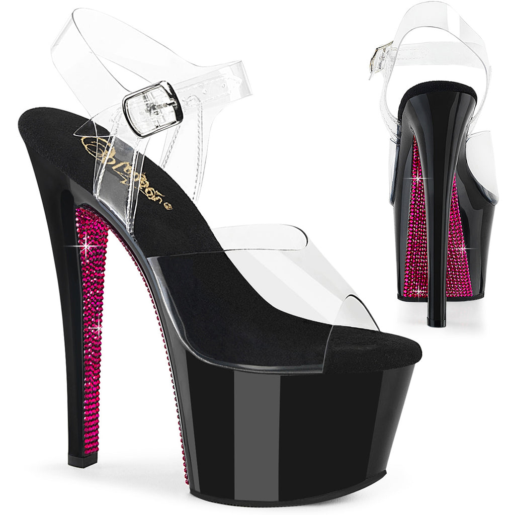 7" Heel, 2 3/4" Pf Ankle Strap Sandal Pleaser Pleaser SKY/308CRS