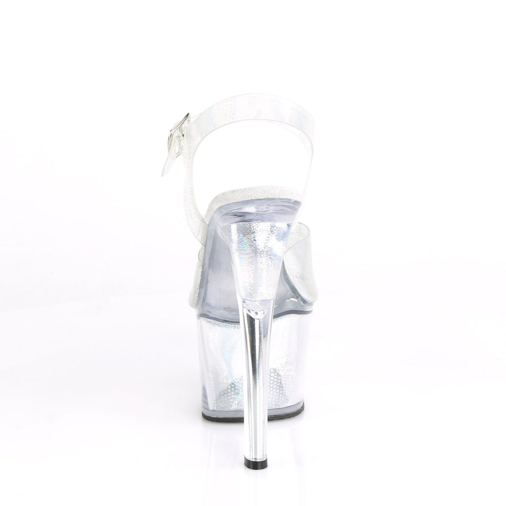 7" Heel, 2 3/4" PF Rreptile Ankle Strap Sandal Pleaser Pleaser SKY/308N
