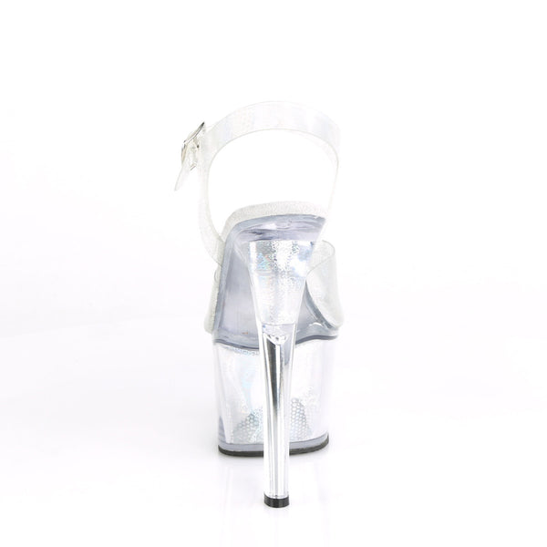 7" Heel, 2 3/4" PF Rreptile Ankle Strap Sandal Pleaser Pleaser SKY/308N