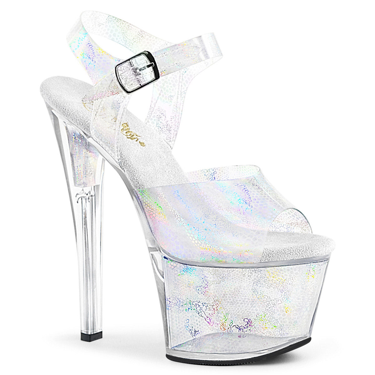 7" Heel, 2 3/4" PF Rreptile Ankle Strap Sandal Pleaser Pleaser SKY/308N