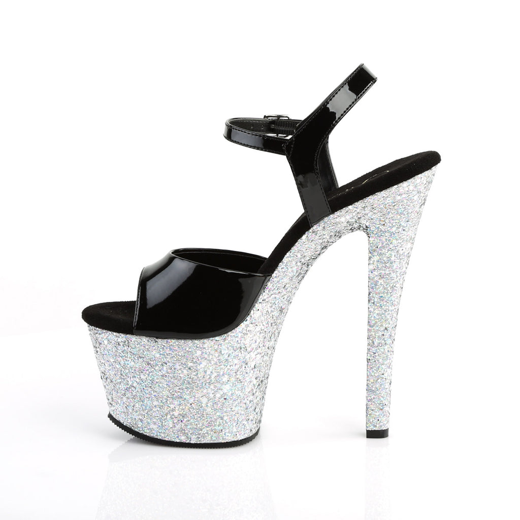 7" Heel, 2 3/4" PF Ankle Strap Sandal Pleaser Pleaser SKY/309LG