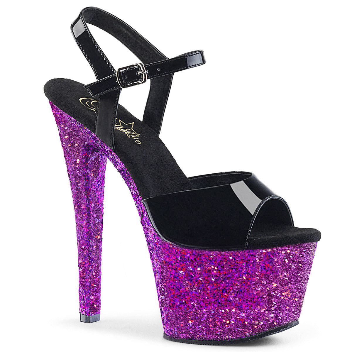 7" Heel, 2 3/4" PF Ankle Strap Sandal Pleaser  SKY/309LG