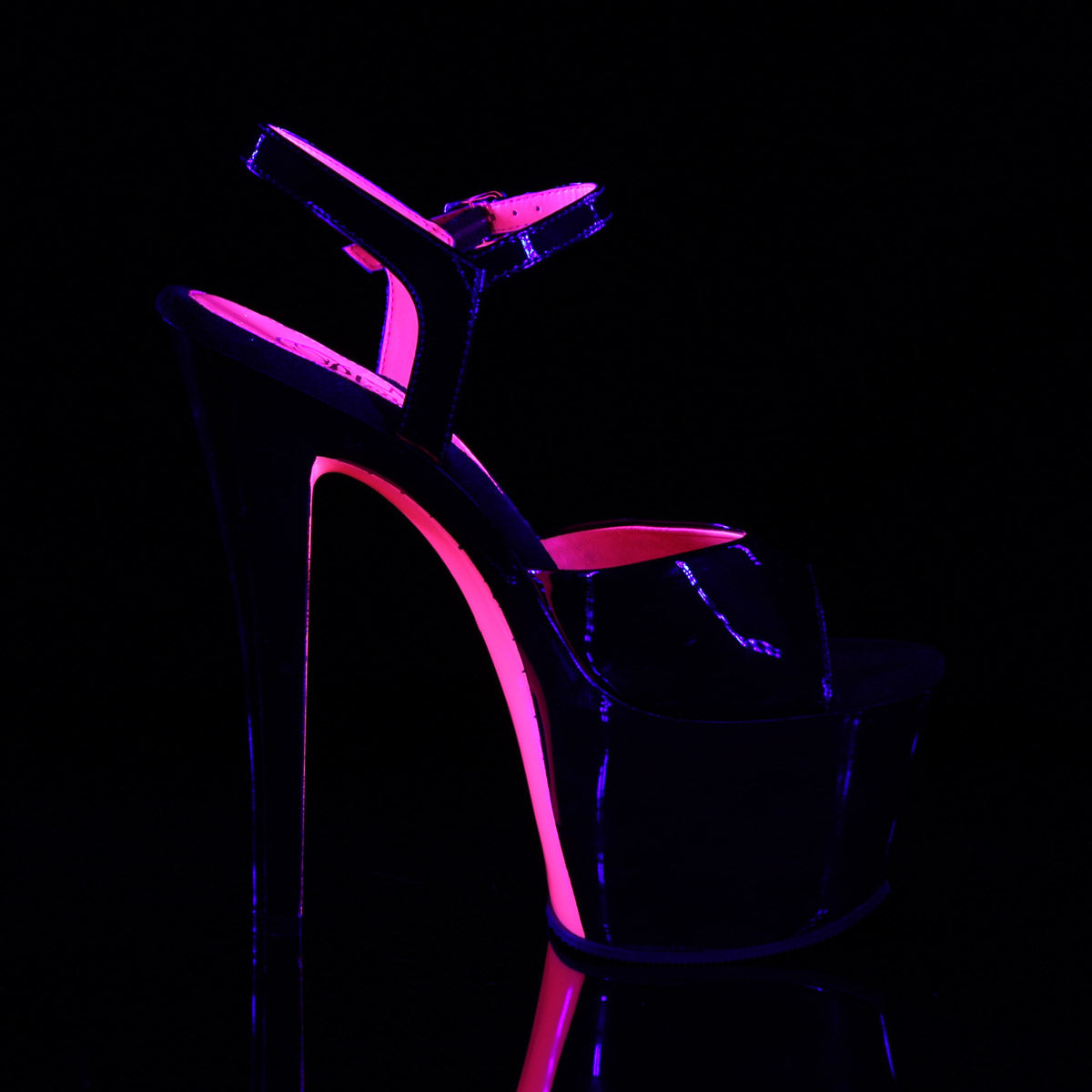 7" Heel, 2 3/4" PF Two Tone Ankle Strap Sandal Pleaser Pleaser SKY/309TT