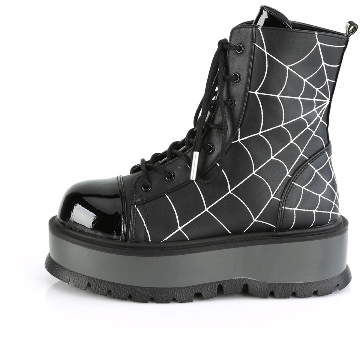 2" Pf Lace-Up Ankle Boot, Side Zip Pleaser Demonia SLACKER/88