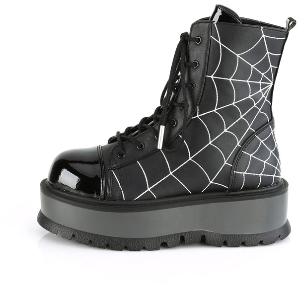 2" Pf Lace-Up Ankle Boot, Side Zip Pleaser Demonia SLACKER/88