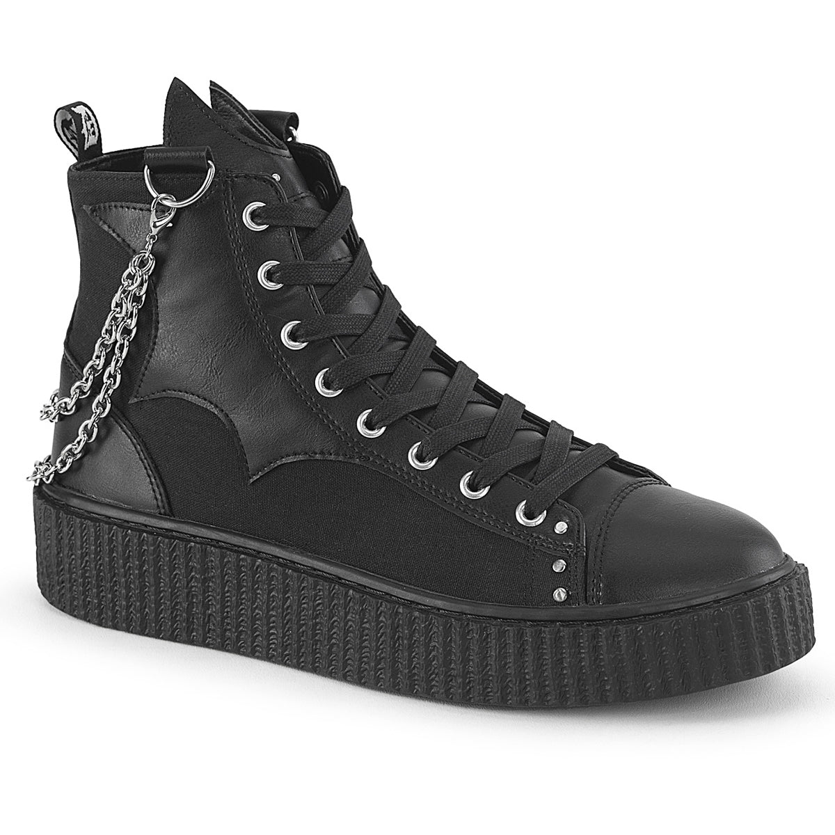 1 1/2"Pf Round Toe Lace Up Front High Top Creeper Sneaker Pleaser Demonia SNEEKER/230 Main image