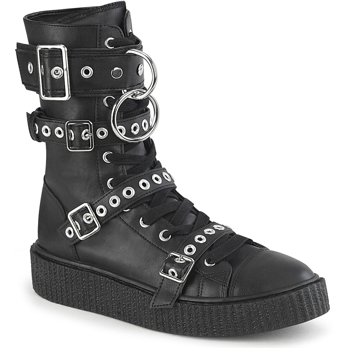 1 1/2"Pf Round Toe Lace Up Front Calf High Creeper Sneaker Pleaser Demonia SNEEKER/320 Main image