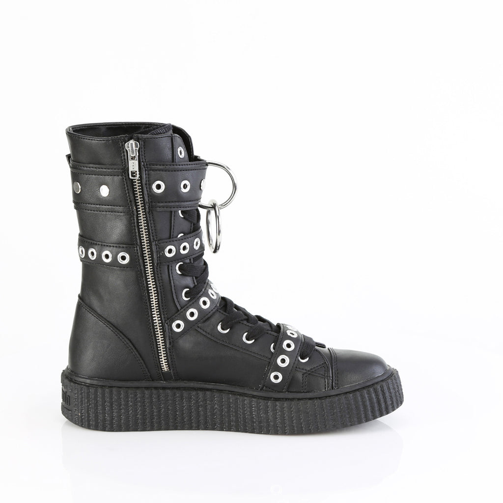 1 1/2"Pf Round Toe Lace Up Front Calf High Creeper Sneaker Pleaser Demonia SNEEKER/320