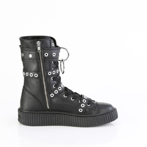 1 1/2"Pf Round Toe Lace Up Front Calf High Creeper Sneaker Pleaser Demonia SNEEKER/320