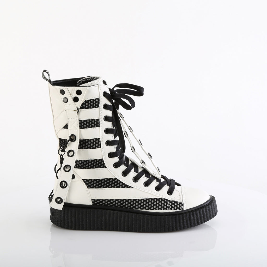 1 1/2"Pf Round Toe Lace Up Front Calf High Creeper Sneaker Pleaser Demonia SNEEKER/325