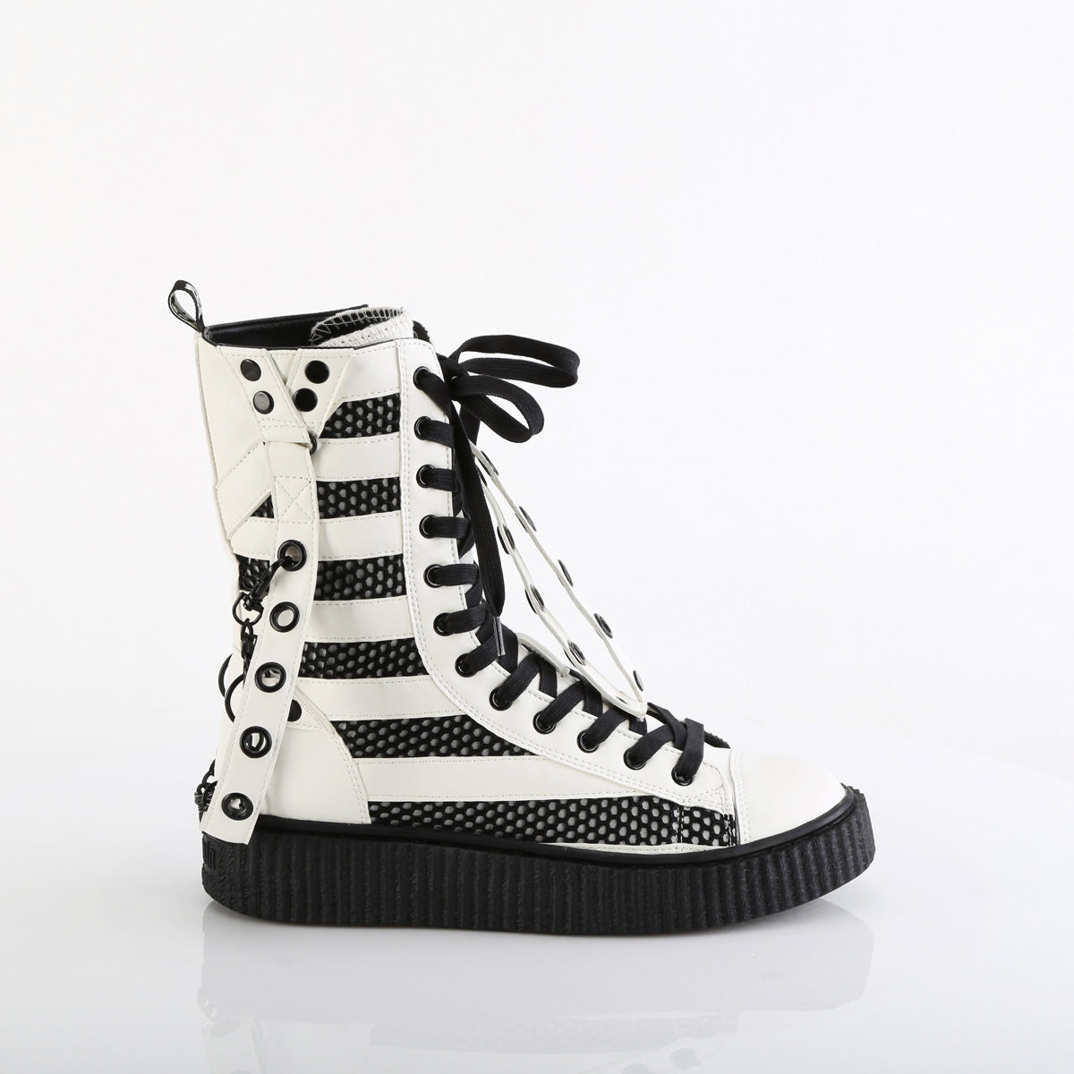 1 1/2"Pf Round Toe Lace Up Front Calf High Creeper Sneaker Pleaser Demonia SNEEKER/325
