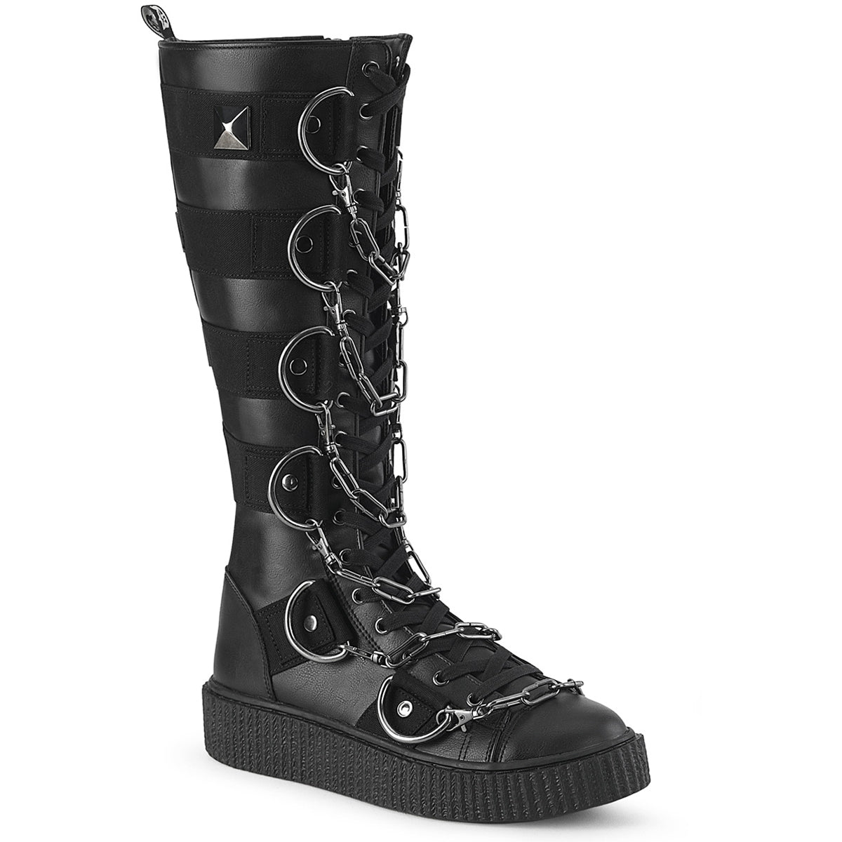 1 1/2"Pf Round Toe Lace Up Front Knee High Creeper Sneaker Pleaser Demonia SNEEKER/405 Main image
