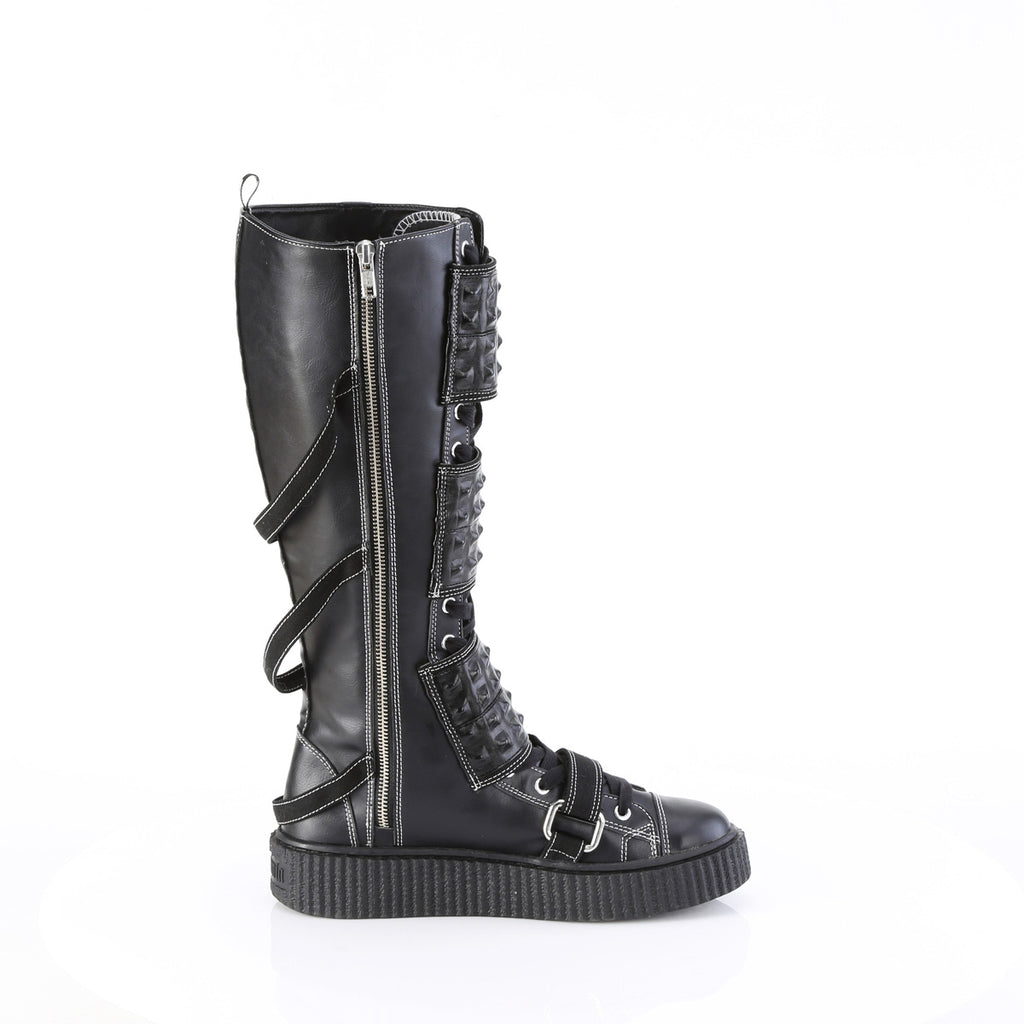 1 1/2"Pf Round Toe Lace-Up Front Knee High Creeper Sneaker Pleaser Demonia SNEEKER/410