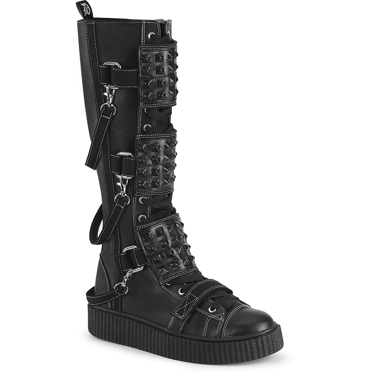 1 1/2"Pf Round Toe Lace-Up Front Knee High Creeper Sneaker Pleaser Demonia SNEEKER/410 Main image