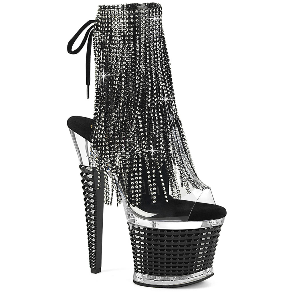 7" Heel, 3" Pf 4-Layer Fringe Ankle Boot, Side Zip Pleaser Pleaser SPECTATOR/1017RSF
