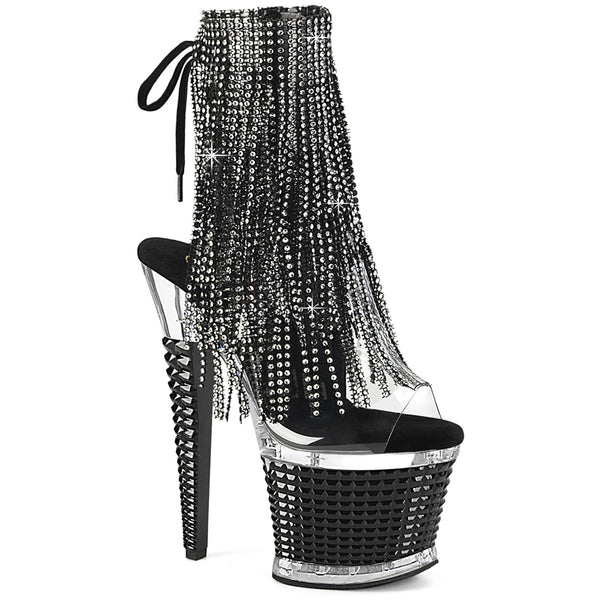 7" Heel, 3" Pf 4-Layer Fringe Ankle Boot, Side Zip Pleaser Pleaser SPECTATOR/1017RSF