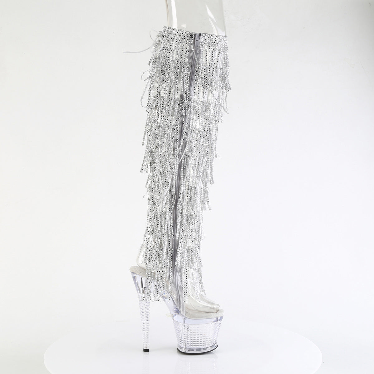 7" Heel, 3" Textured Pf Over-The-Knee Boot, Side Zip Pleaser Pleaser SPECTATOR/3019C/RSF
