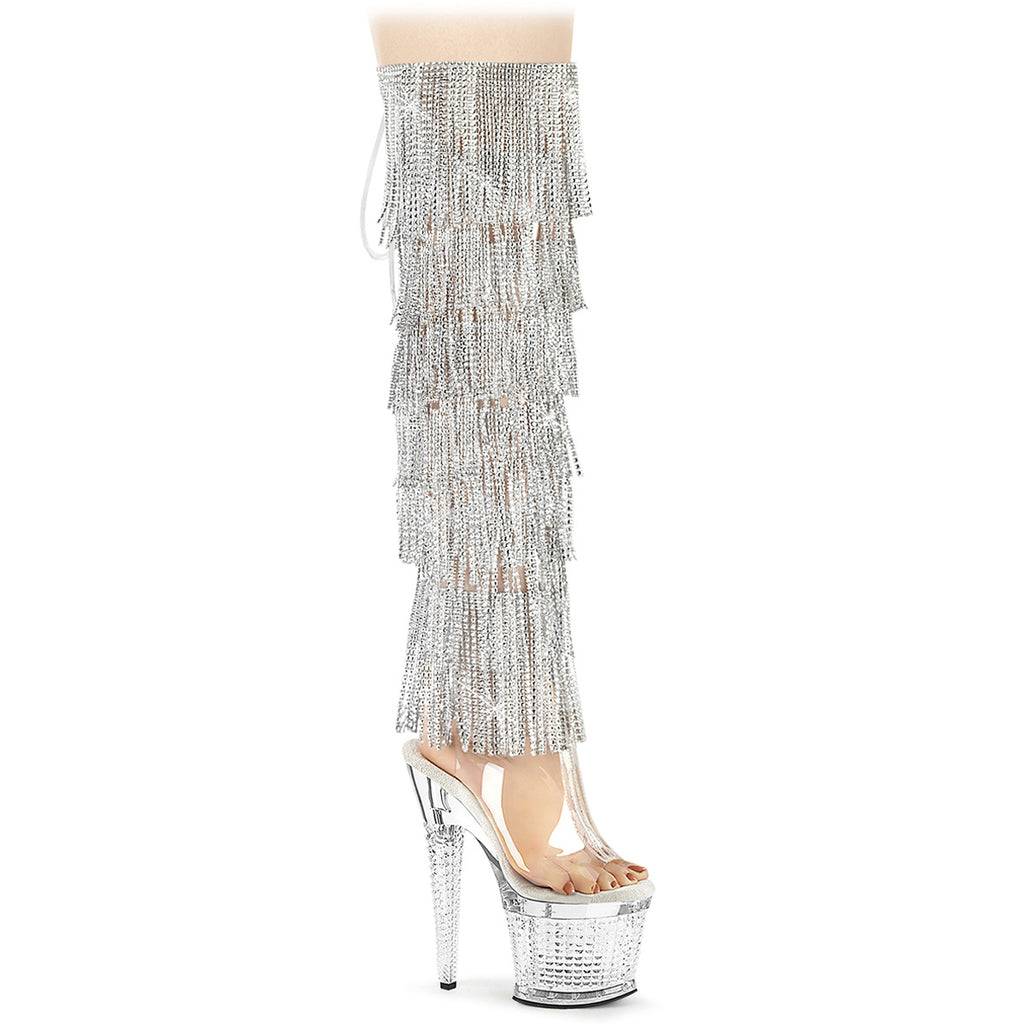 7" Heel, 3" Textured Pf Over-The-Knee Boot, Side Zip Pleaser Pleaser SPECTATOR/3019C/RSF