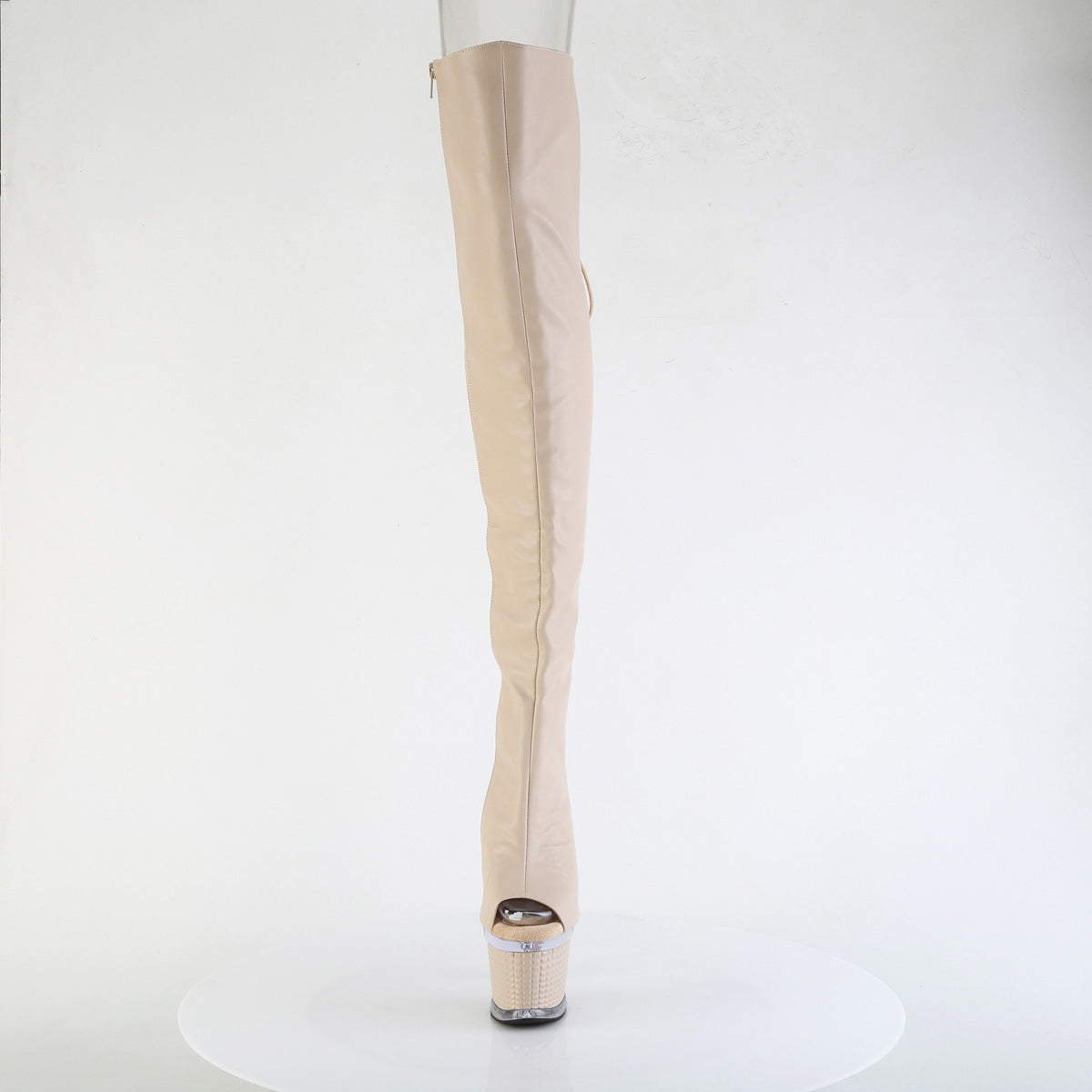 7" Heel, 3" Textured Pf Lace-Up Back Thigh Boot, Side Zip Pleaser Pleaser SPECTATOR/3030