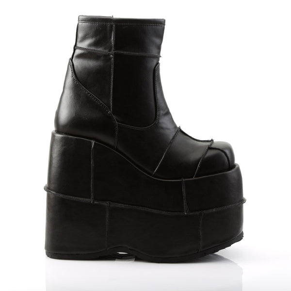 7" P/F Ankle Boot, Side Zip Blk Vegan Leather Pleaser Demonia STACK/201