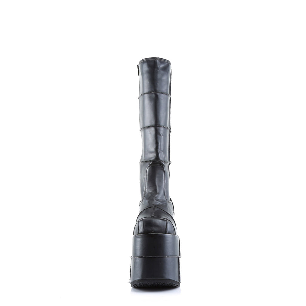 Sexy Goth Punk Patched Detail Mid Calf Extreme Platform Boots Shoes Pleaser Demonia STACK/301