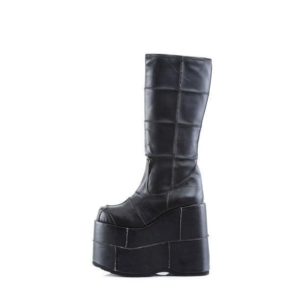Sexy Goth Punk Patched Detail Mid Calf Extreme Platform Boots Shoes Pleaser Demonia STACK/301