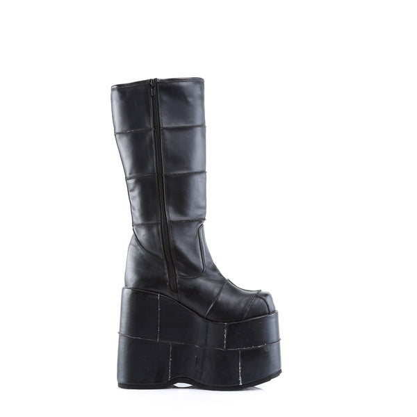 Sexy Goth Punk Patched Detail Mid Calf Extreme Platform Boots Shoes Pleaser Demonia STACK/301