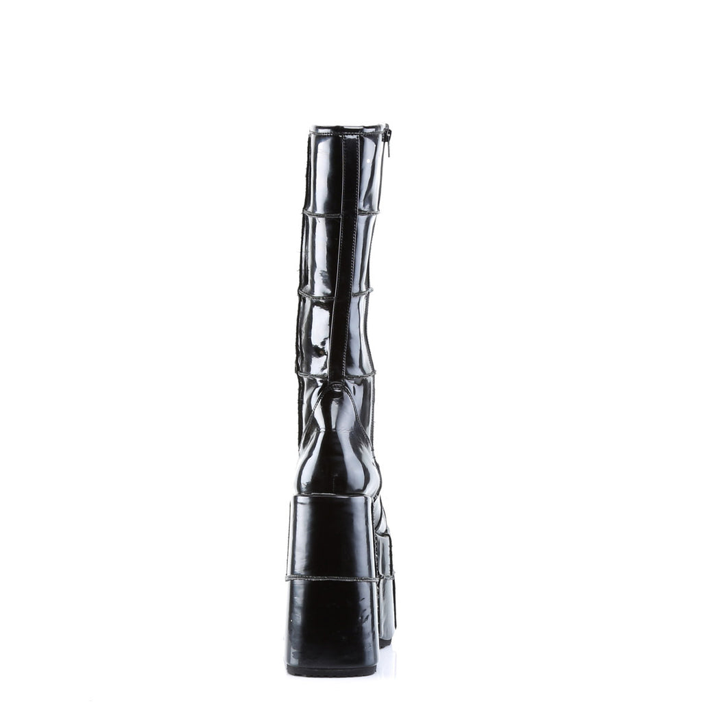 Sexy Goth Punk Patched Detail Mid Calf Extreme Platform Boots Shoes Pleaser Demonia STACK/301