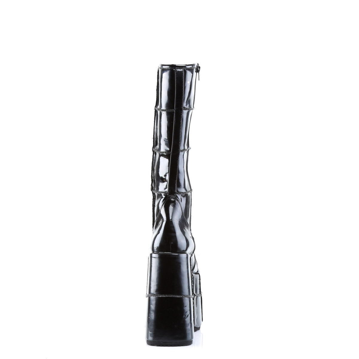 Sexy Goth Punk Patched Detail Mid Calf Extreme Platform Boots Shoes Pleaser Demonia STACK/301