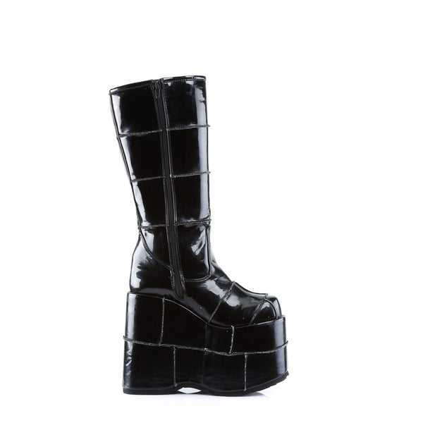 Sexy Goth Punk Patched Detail Mid Calf Extreme Platform Boots Shoes Pleaser Demonia STACK/301