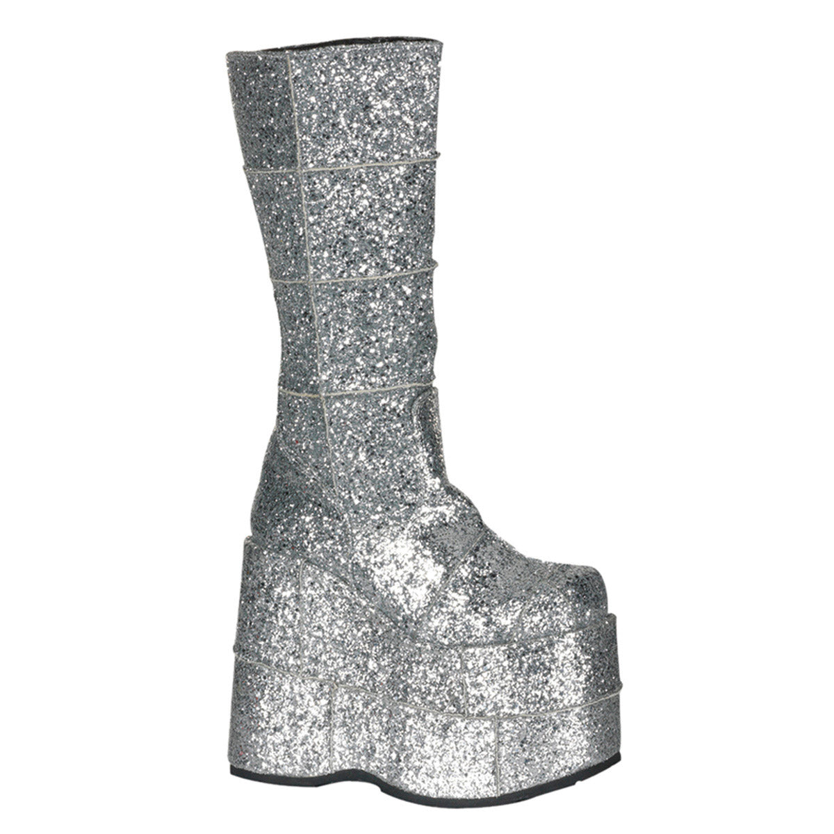 Sexy Goth Punk Patched Glitter Mid Calf Extreme Platform Boots Shoes Pleaser Demonia STACK/301G Main image