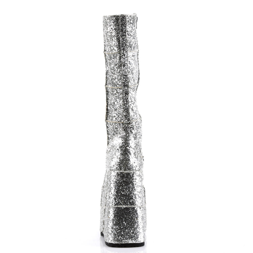 Sexy Goth Punk Patched Glitter Mid Calf Extreme Platform Boots Shoes Pleaser Demonia STACK/301G