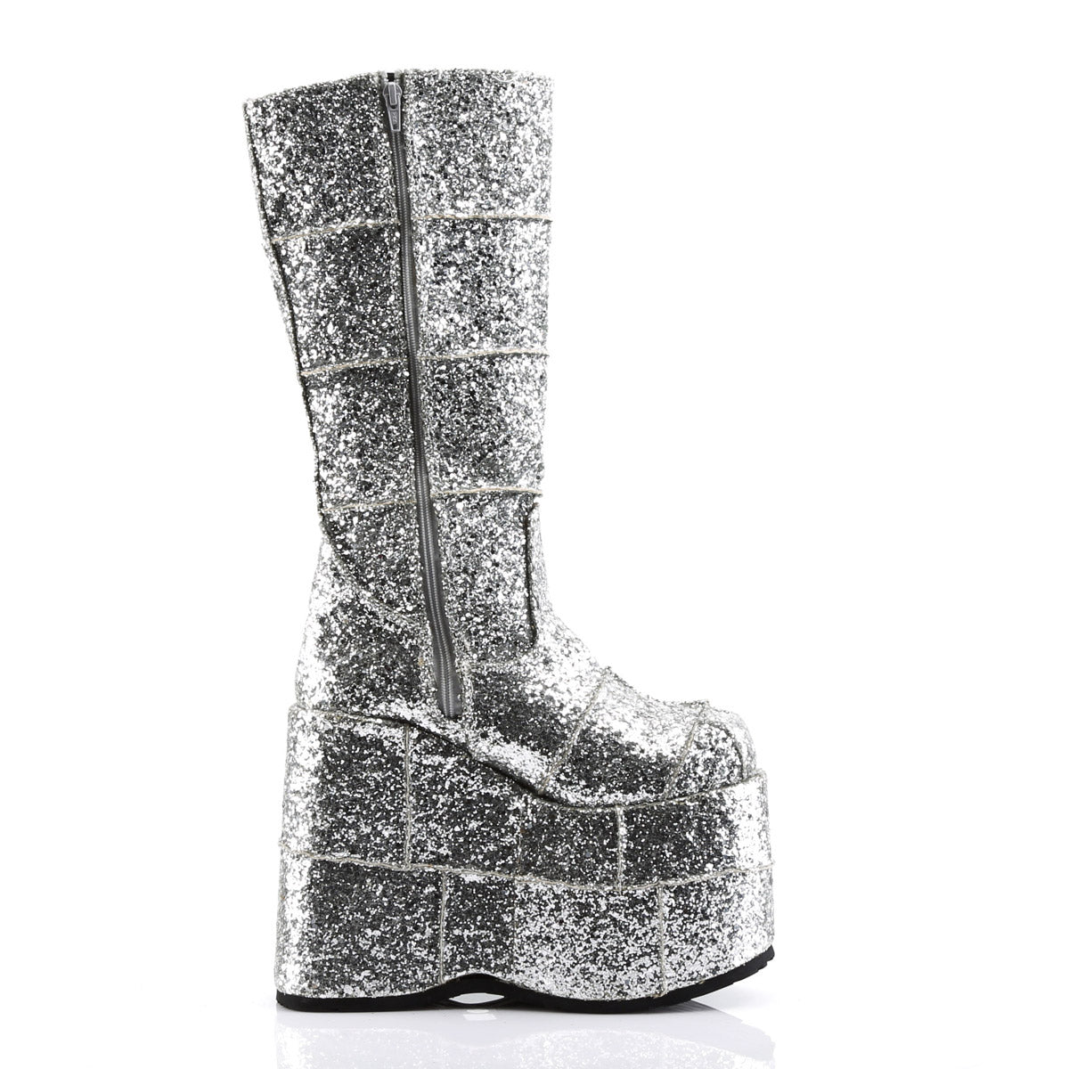 Sexy Goth Punk Patched Glitter Mid Calf Extreme Platform Boots Shoes Pleaser Demonia STACK/301G