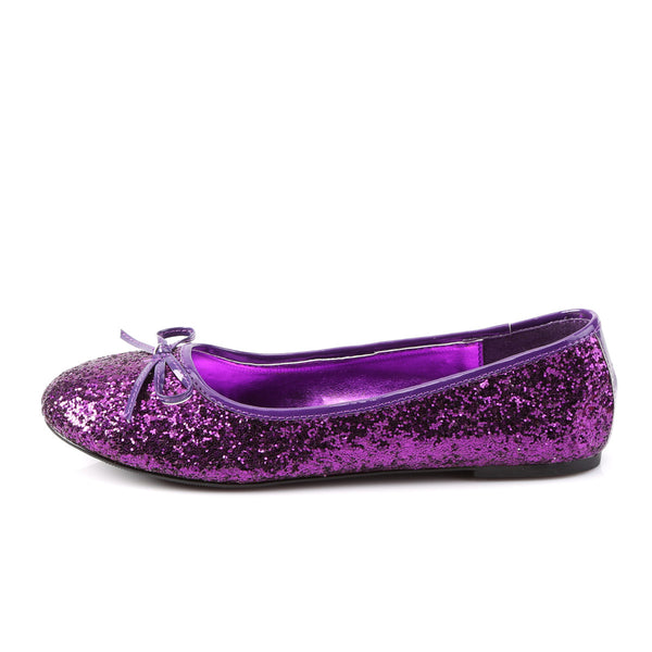 Classic Bow Accent Mary Jane Glitter Slip On Ballet Flats Shoes Pleaser Funtasma STAR/16G