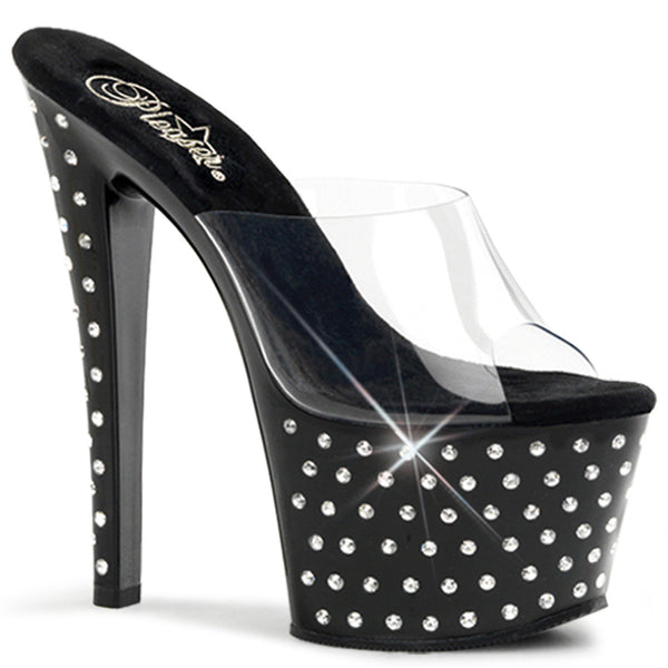 Rhinestone Platform Stiletto Slide Mules Stripper High Heels Shoes Pleaser Pleaser STARDUST/701