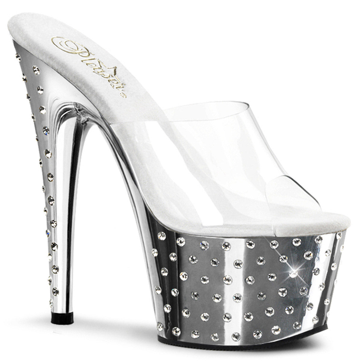 Rhinestone Platform Stiletto Slide Mules Stripper High Heels Shoes Pleaser Pleaser STARDUST/701