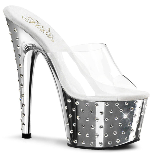 Rhinestone Platform Stiletto Slide Mules Stripper High Heels Shoes Pleaser Pleaser STARDUST/701