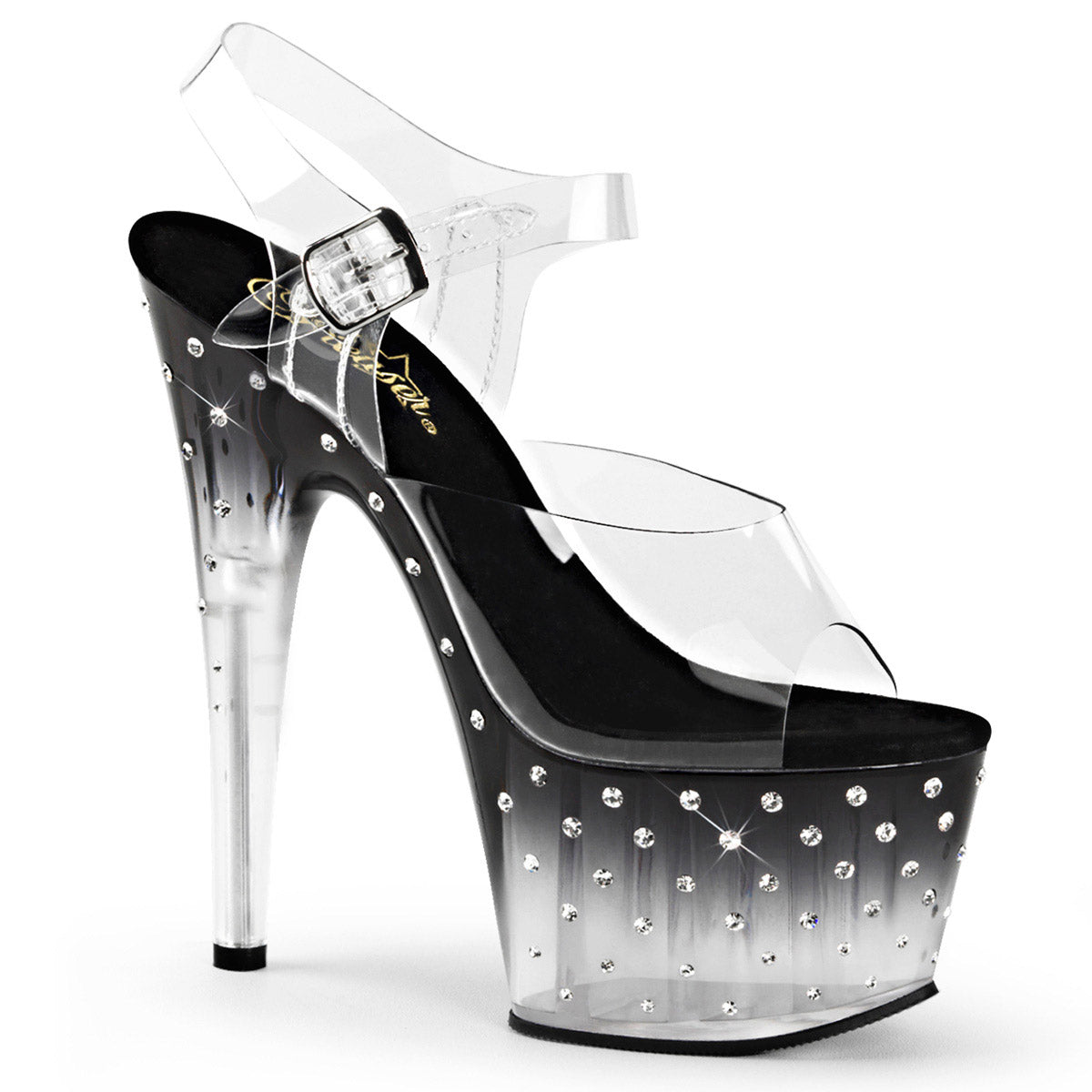 7" Heel, 2 3/4" PF Ankle Strap Sandal w/RS Studded Bottom Pleaser Pleaser STARDUST/708T Main image