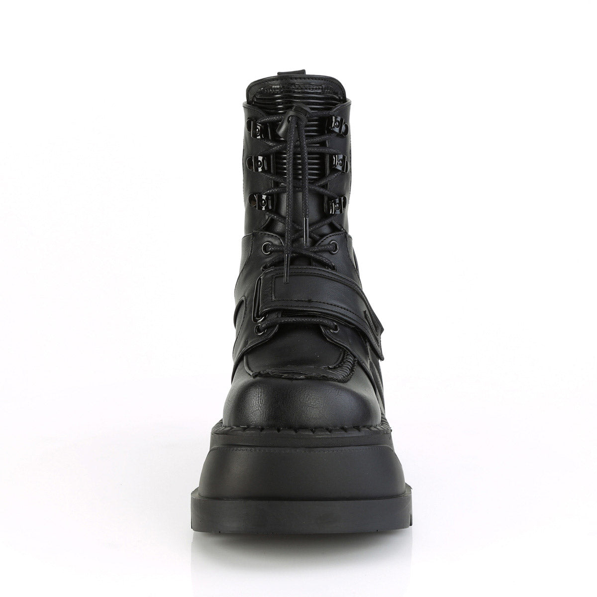 4" Wedge PF Lace-Up Ankle Boot w/ Hook, Loop Strap Pleaser Demonia STOMP/13