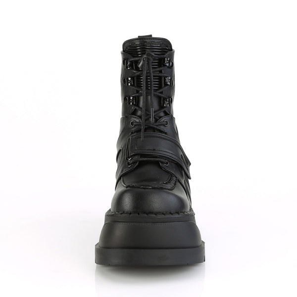 4" Wedge PF Lace-Up Ankle Boot w/ Hook, Loop Strap Pleaser Demonia STOMP/13