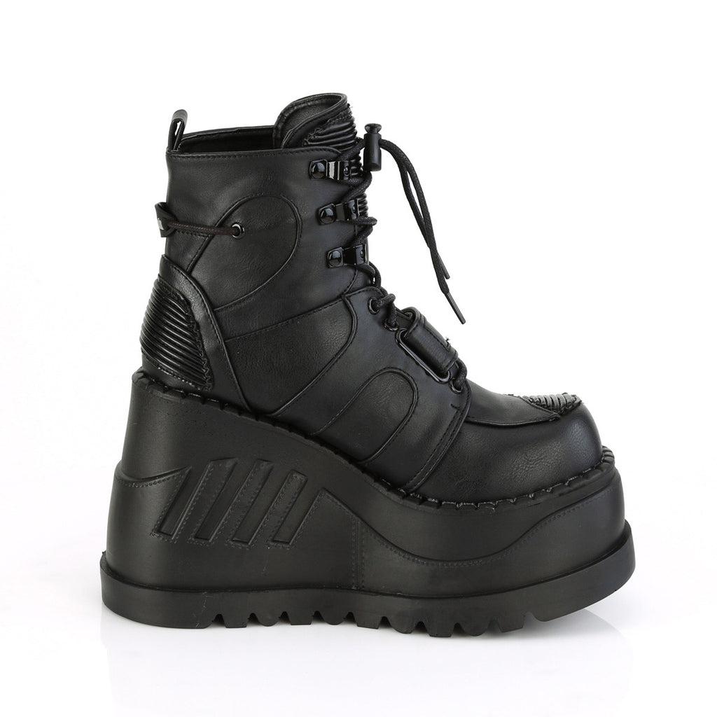 4" Wedge PF Lace-Up Ankle Boot w/ Hook, Loop Strap Pleaser Demonia STOMP/13