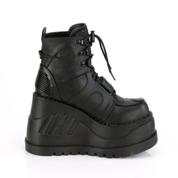4" Wedge PF Lace-Up Ankle Boot w/ Hook, Loop Strap Pleaser Demonia STOMP/13