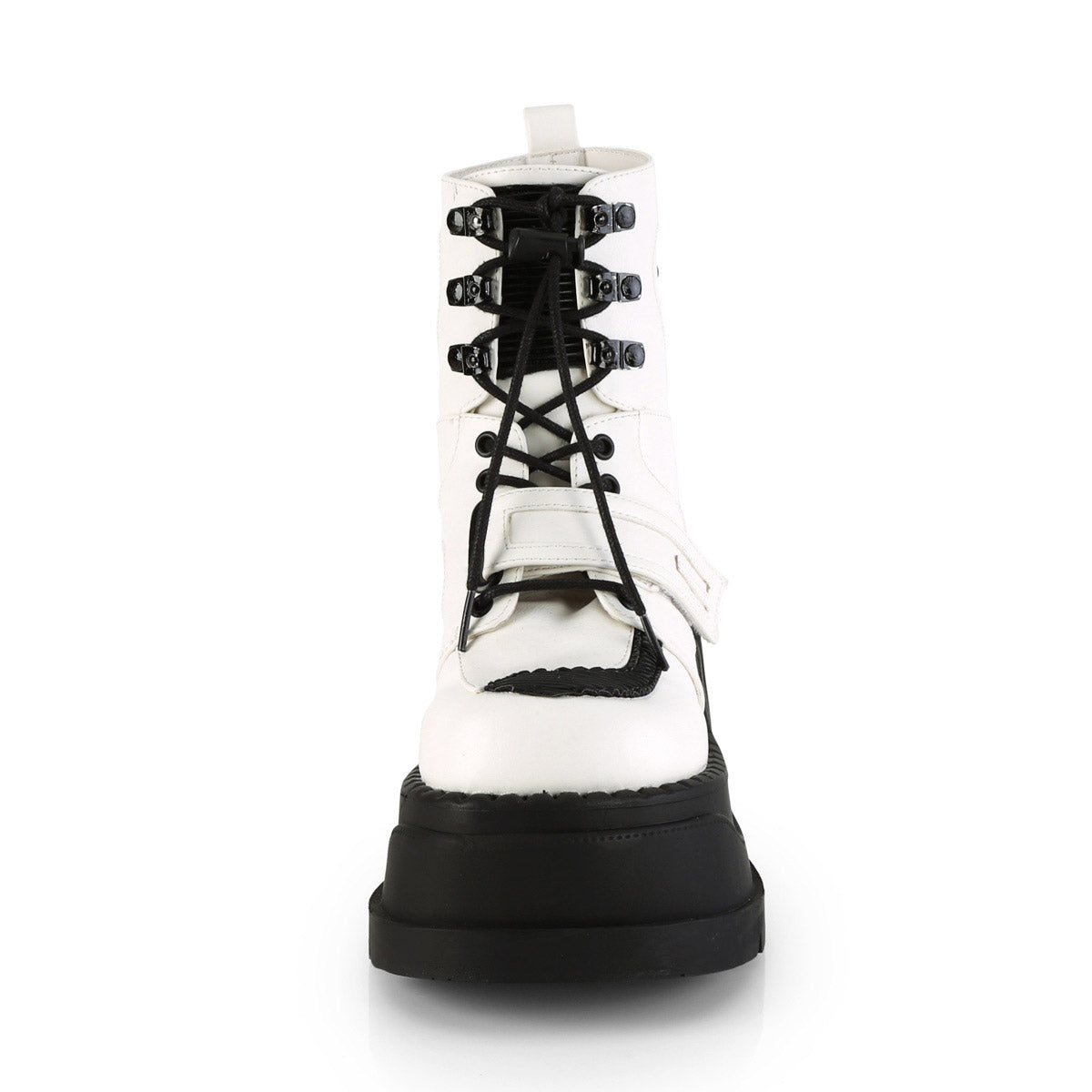 4" Wedge PF Lace-Up Ankle Boot w/ Hook, Loop Strap Pleaser Demonia STOMP/13