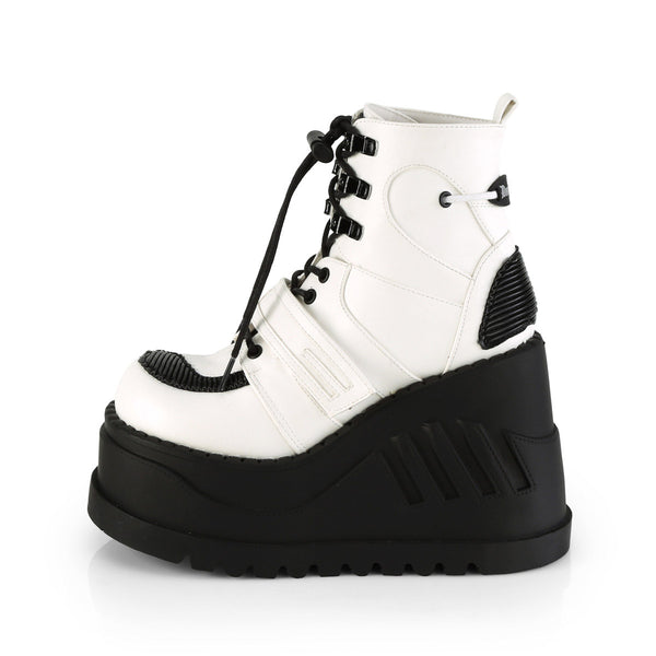 4" Wedge PF Lace-Up Ankle Boot w/ Hook, Loop Strap Pleaser Demonia STOMP/13