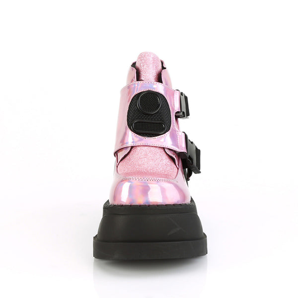 4" Wedge PF Bootie w/Snap Buckle Detail Pleaser Demonia STOMP/15