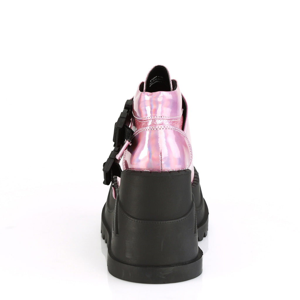 4" Wedge PF Bootie w/Snap Buckle Detail Pleaser Demonia STOMP/15