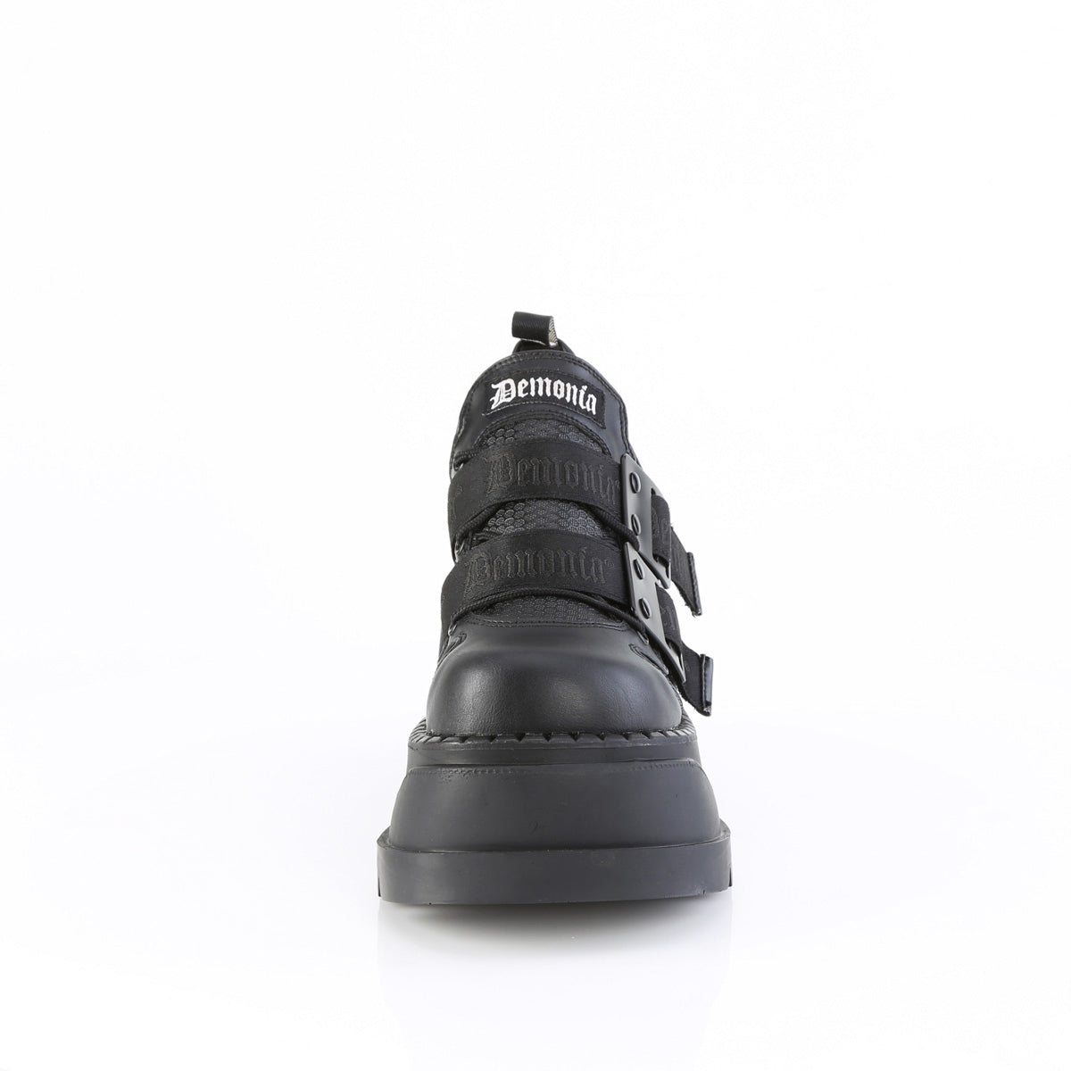 Demonia Stomp-28 4 3/4" Wedge Platform Lace-Up Shoes with Hook-N-Loop Straps Secondary image