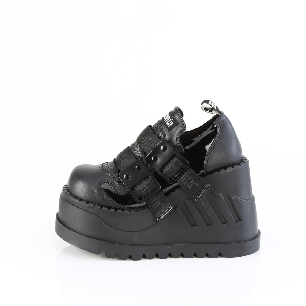 4 3/4" Wedge Pf Lace-Up Shoe W/ Hook-N-Loop Straps Pleaser Demonia STOMP/28