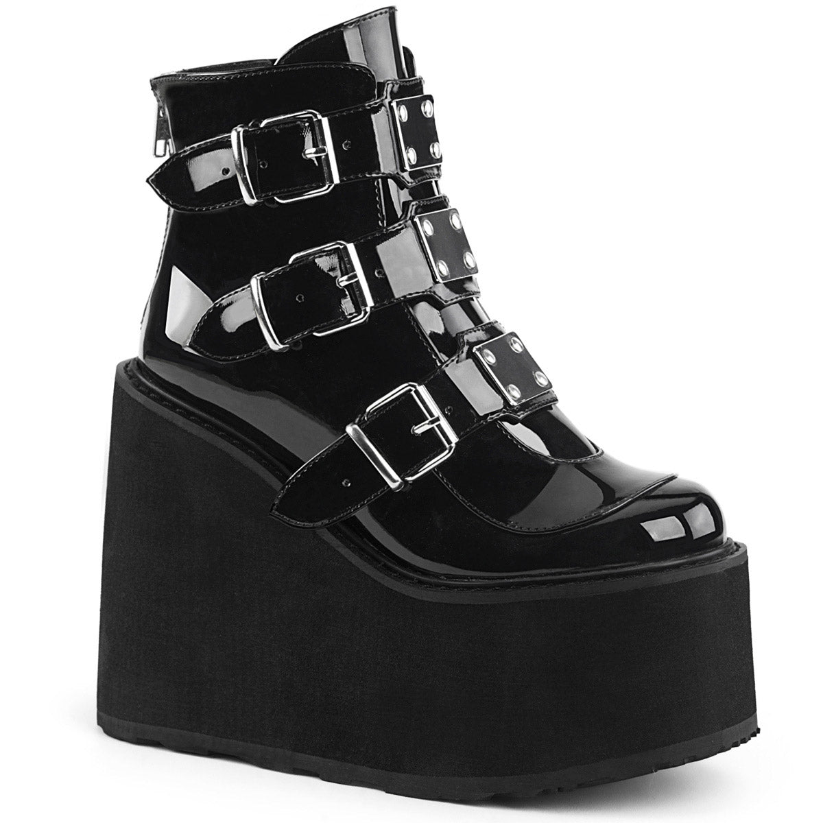 5 1/2" PF Ankle Boot w/ 3 Buckle Straps, Back Zip Pleaser Demonia SWING/105 Main image