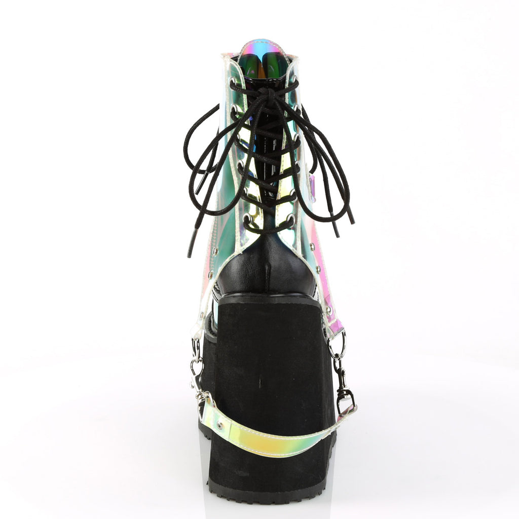 5 1/2" PF Lace-Up Ankle Boot w/ PVC Harnesss, Side Zip Pleaser Demonia SWING/115